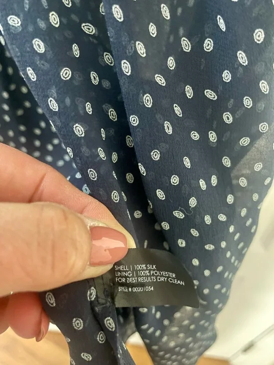 Club Monaco Navy Sheer Dress with White Dot Print - No lining included - Picture 7 of 7